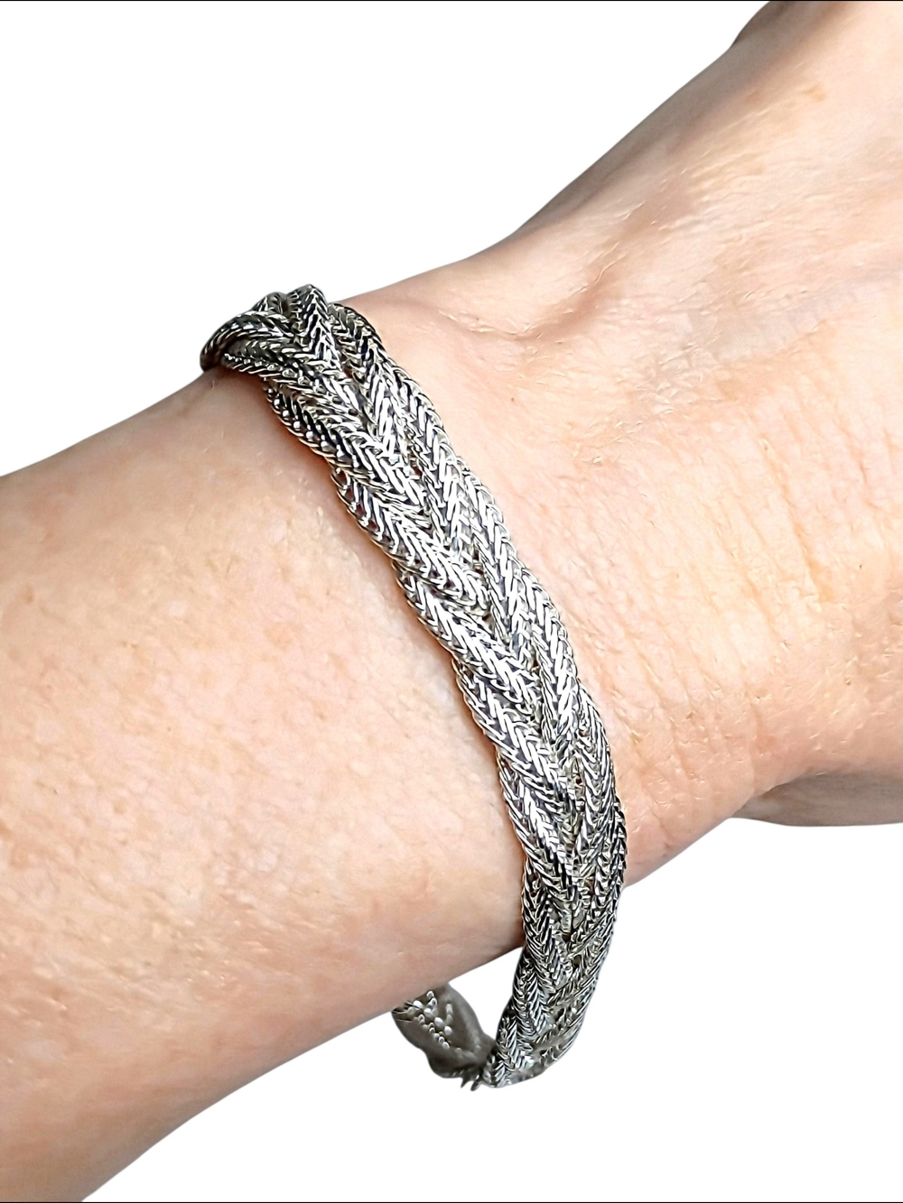 Silver Bracelet 8" Multi Braided Italy 14g Vintage Jewelry 90s Unisex
